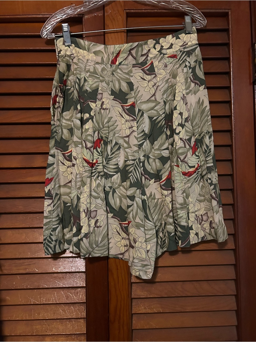 Outback Red Tropical A-Line Skirt in Green & Red Leaf Print